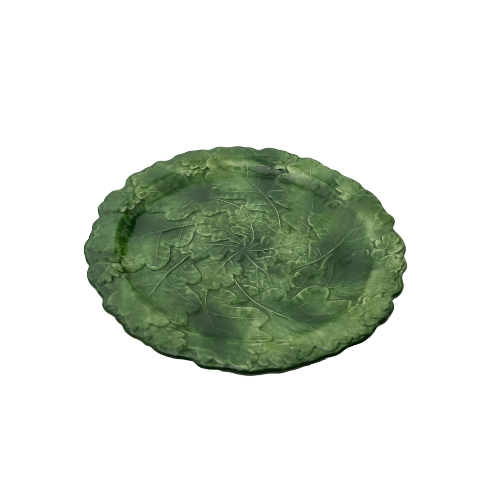 Compagnia Dinner Plate, Green Oak Leaves, Set of 4