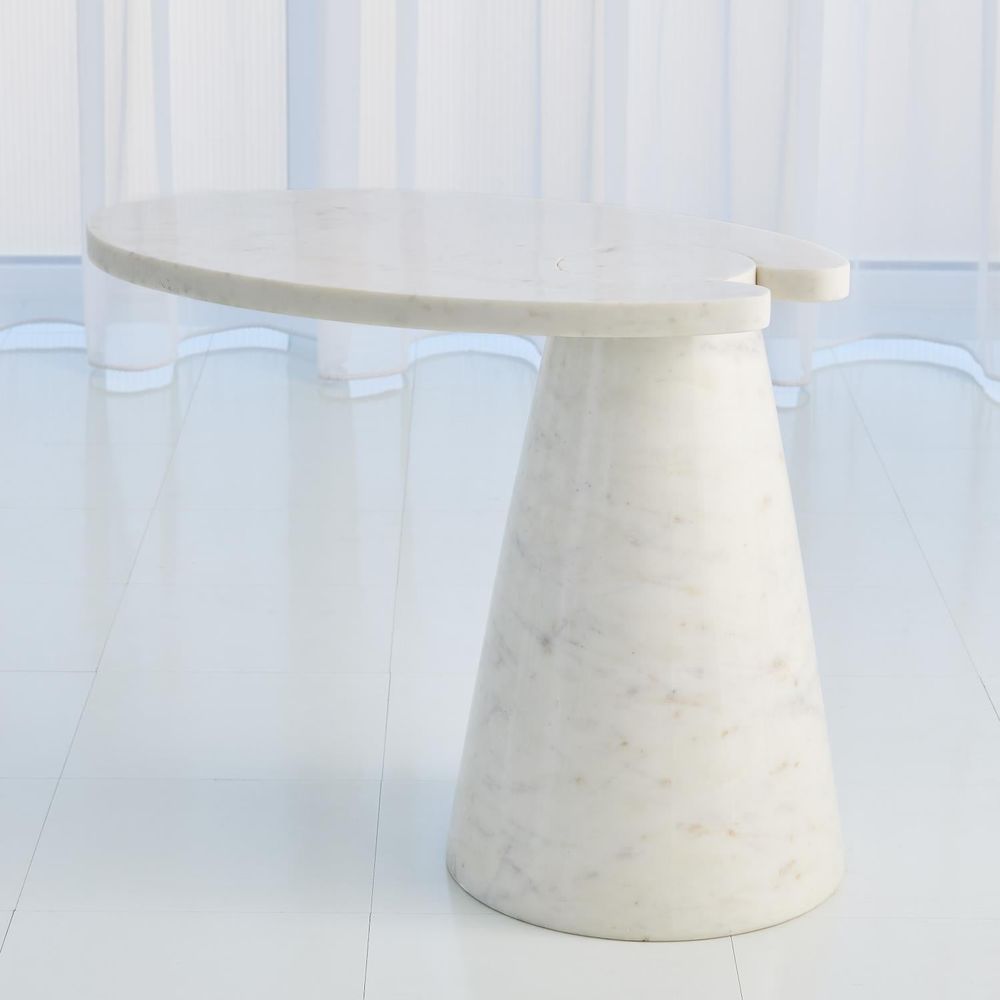 Cone Cantilever Table - White Marble