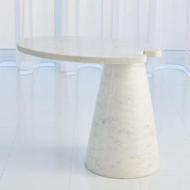 Side Tables Cone Cantilever Table - White Marble