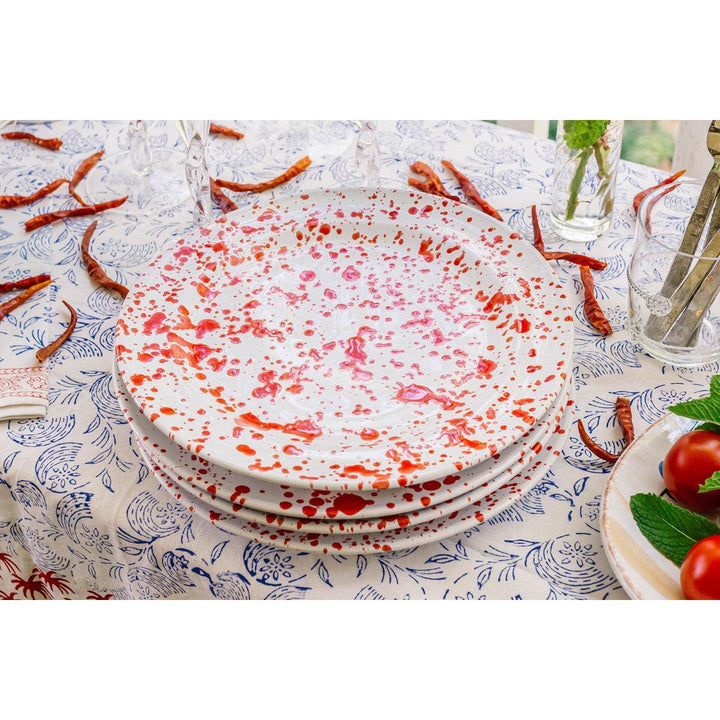 Taverna Speckled Dinner Plate, Red/White, Set of 4