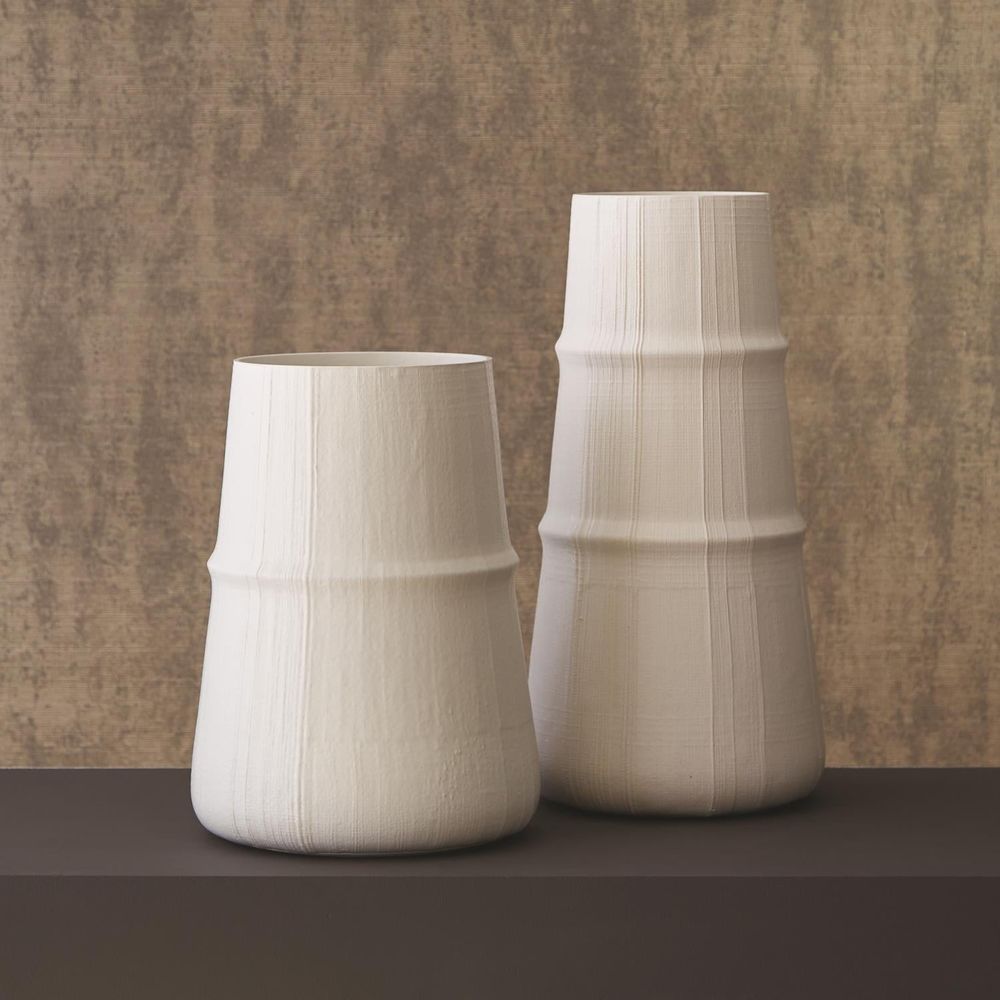 Linen Vase-Soft White-Med