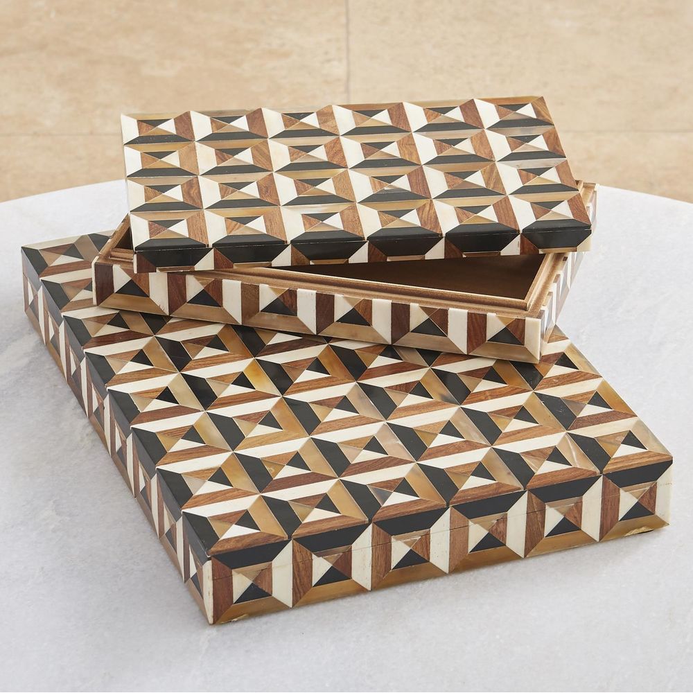Boxes Triangle Marquetry Box-Lg