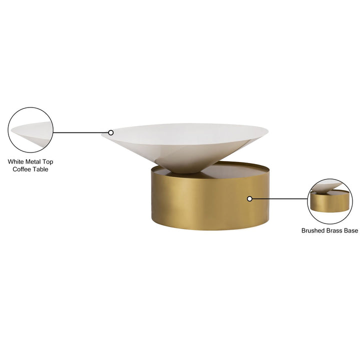 Damon Iron Coffee Table — White / Brushed Brass
