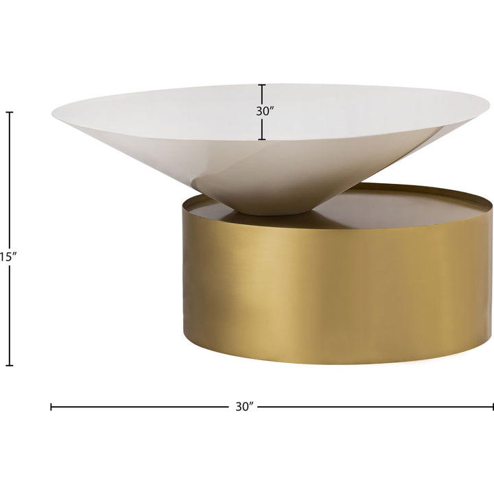 Damon Iron Coffee Table — White / Brushed Brass