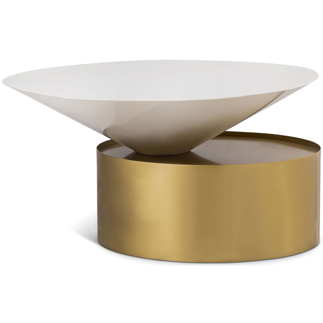 Damon Iron Coffee Table — White / Brushed Brass