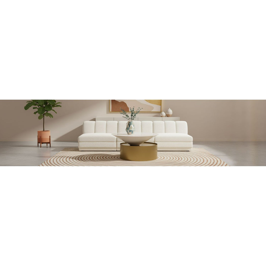 Damon Iron Coffee Table — White / Brushed Brass