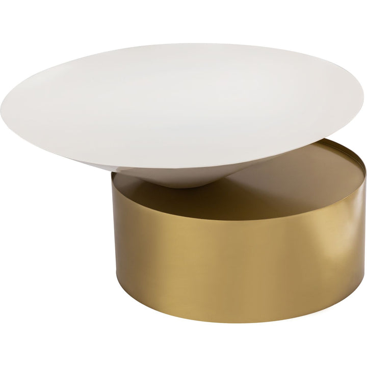 Damon Iron Coffee Table — White / Brushed Brass