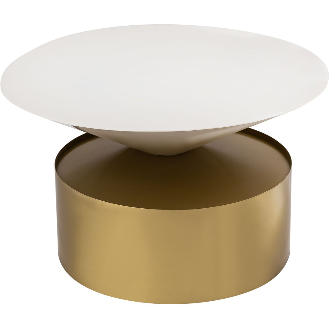 Damon Iron Coffee Table — White / Brushed Brass