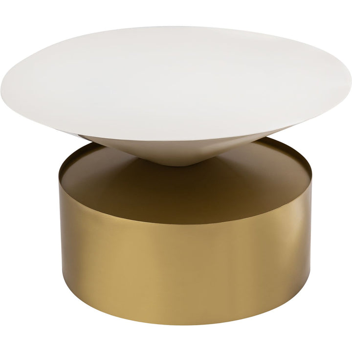 Damon Iron Coffee Table — White / Brushed Brass