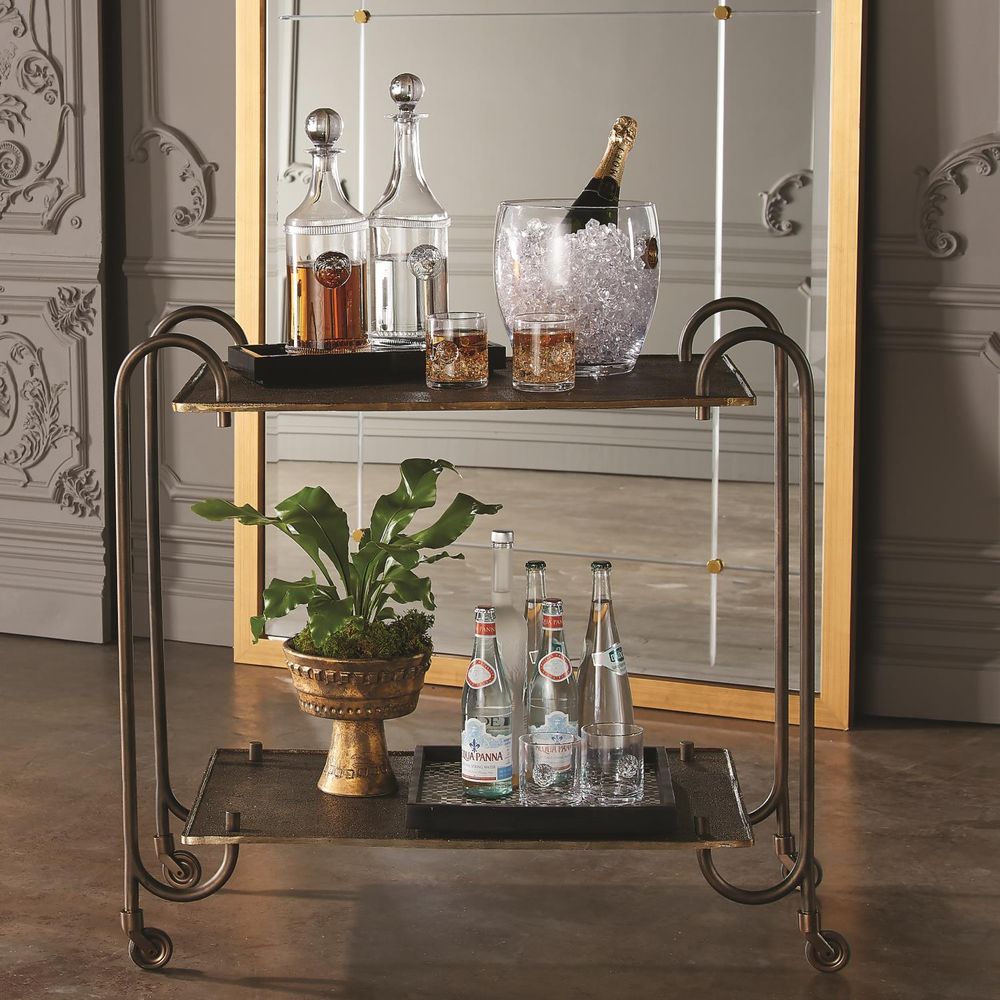 Bar Storage: Carts Blade Bar Cart-Bronze