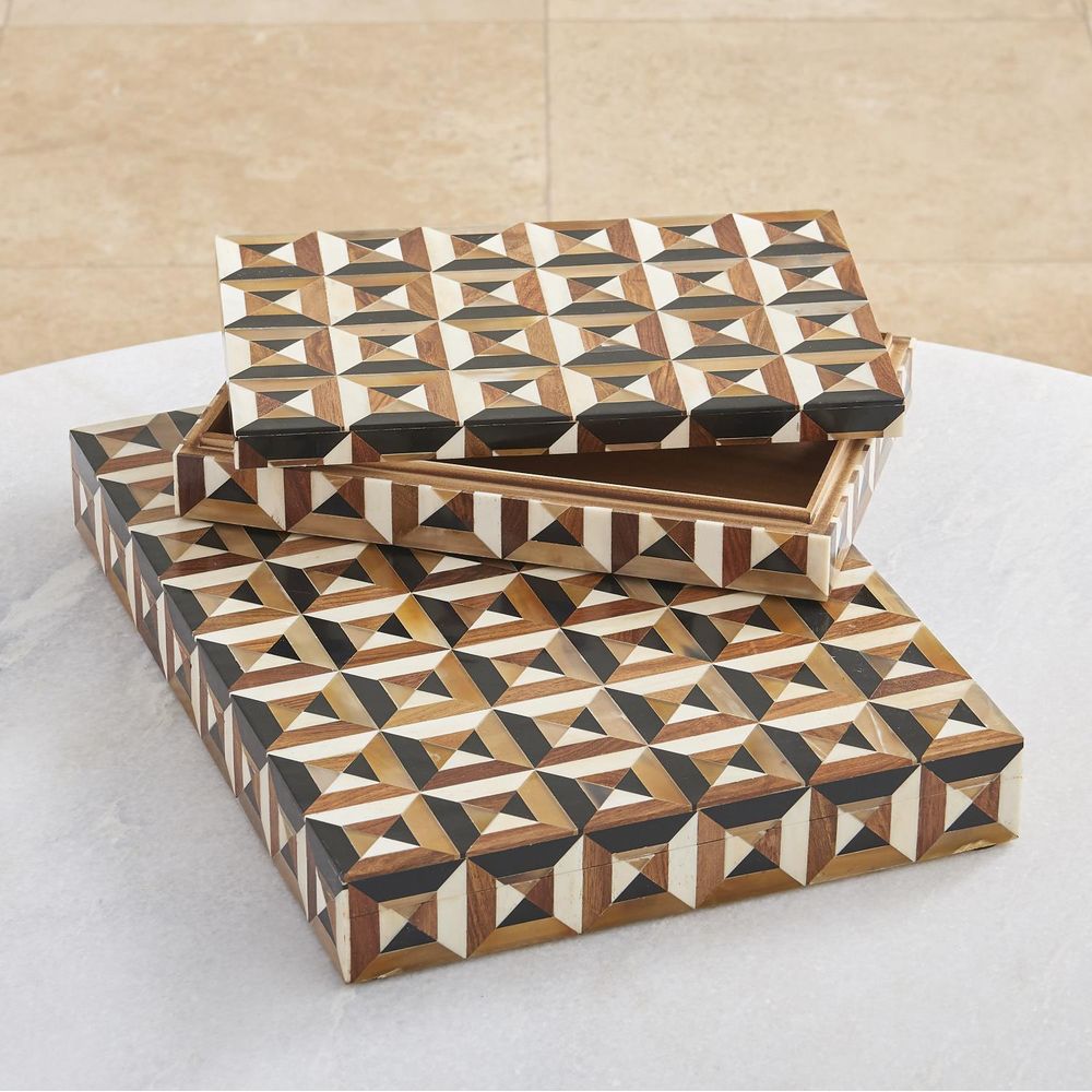 Boxes Triangle Marquetry Box-Lg