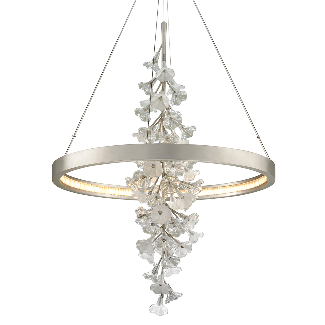 Jasmine Chandelier - Silver Leaf 36in