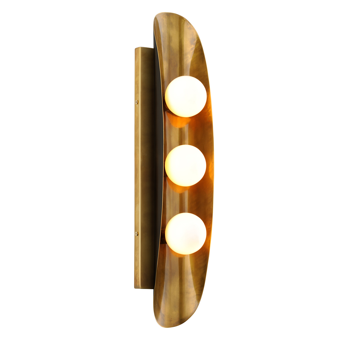 Hopper Wall Sconce - Vintage Brass Bronze Accents 3 Lights