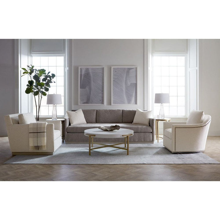 East Camden Oval End Table - Pearl - Metal & Italian Marble