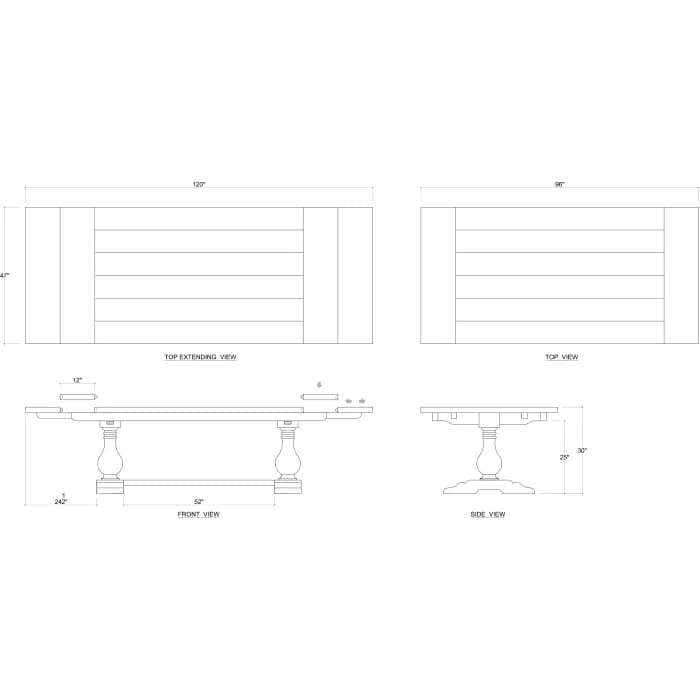 Trestle Extension Table 96'' extends to 120''-Bramble-BRAM-27486STW-Dining Tables-5-France and Son