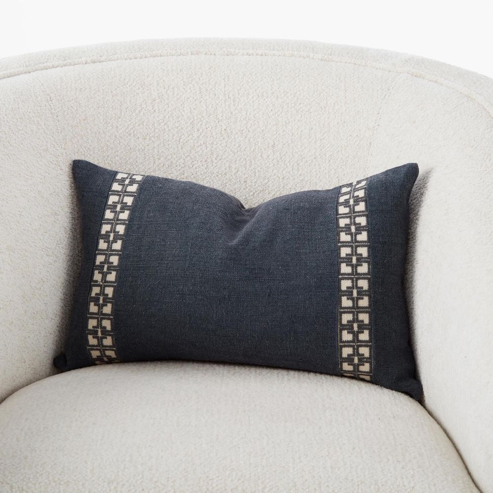 Pillows Icon Lumbar Pillow-Gunmetal on Cream-19 x 12