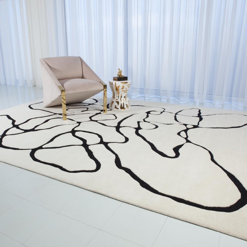 Rugs Squiggle Rug-Ivory/Black-8 x 10