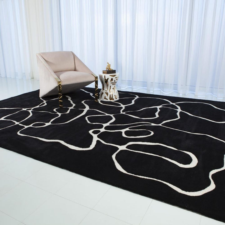 Rugs Squiggle Rug-Black/Ivory-8 x 10