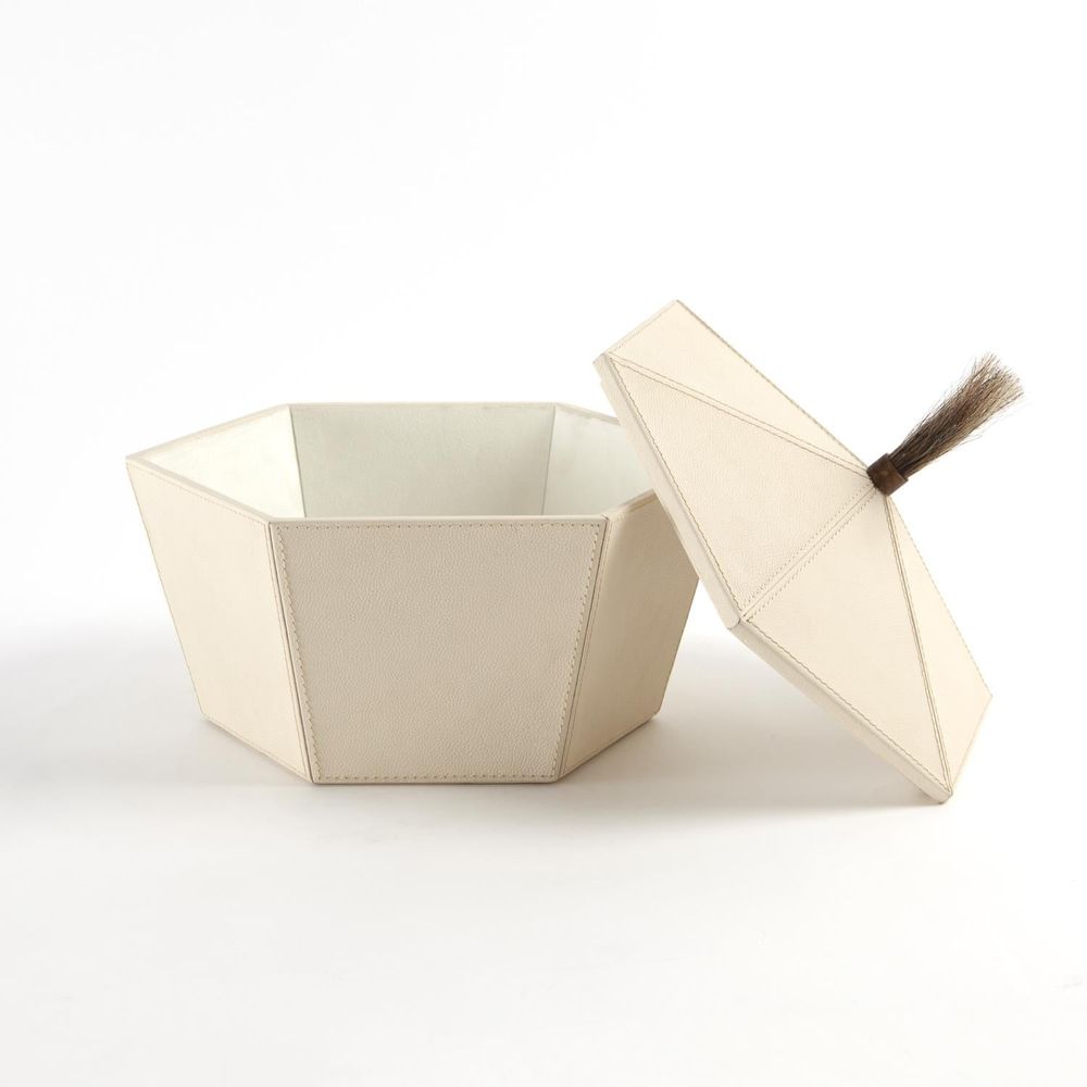 Zephyr Box-Ivory Leather-Lg