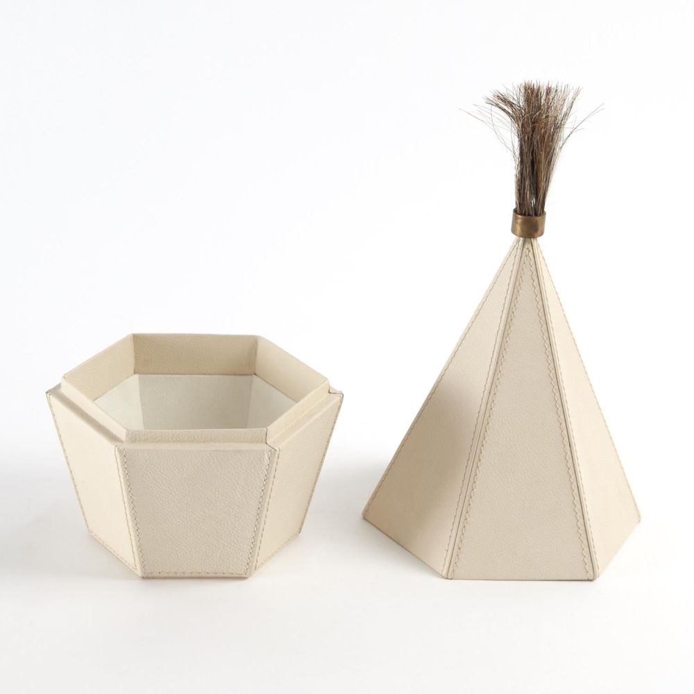 Zephyr Box-Ivory Leather-Lg
