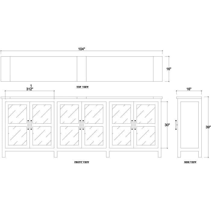 Madrone 6 Door Sideboard-Bramble-BRAM-27922STW-WHD-Sideboards & Credenzas-8-France and Son