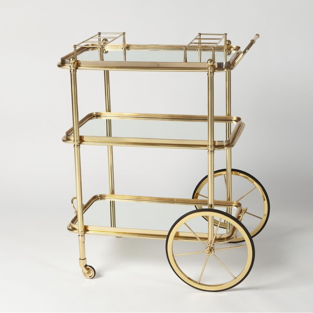 Bar Storage: Carts English Bar Cart and Tea Trolley-Brass