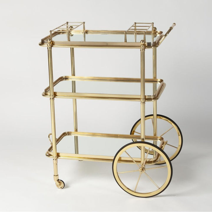 Bar Storage: Carts English Bar Cart and Tea Trolley-Brass