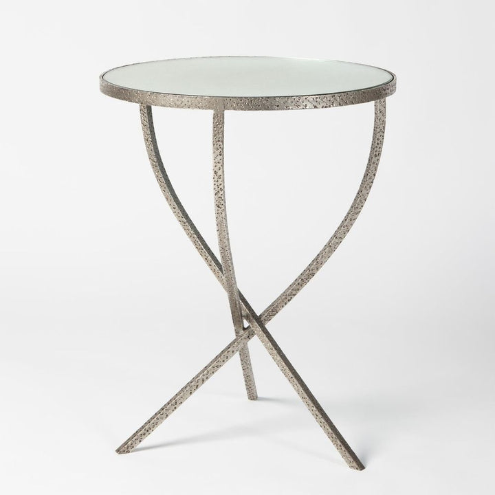 Side Tables Hammered Tripod Table-Nickel-Sm