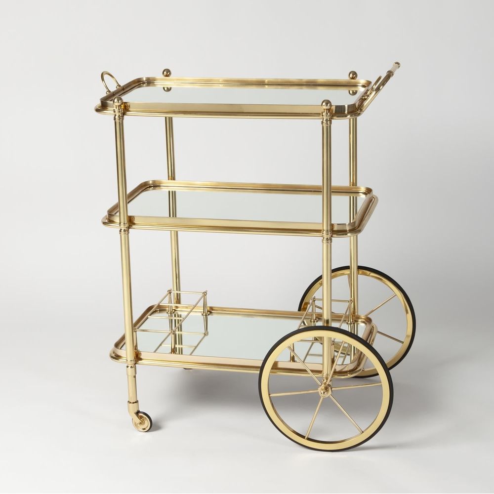 Bar Storage: Carts English Bar Cart and Tea Trolley-Brass
