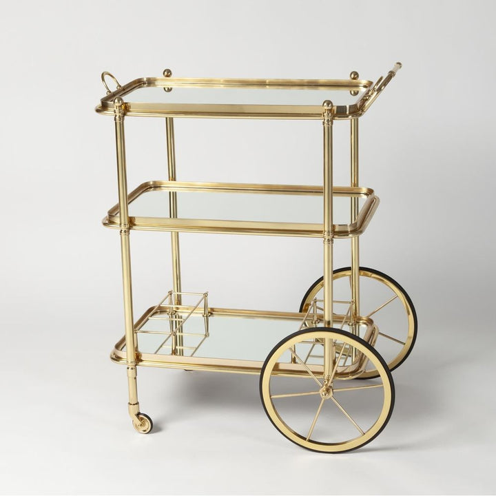 Bar Storage: Carts English Bar Cart and Tea Trolley-Brass