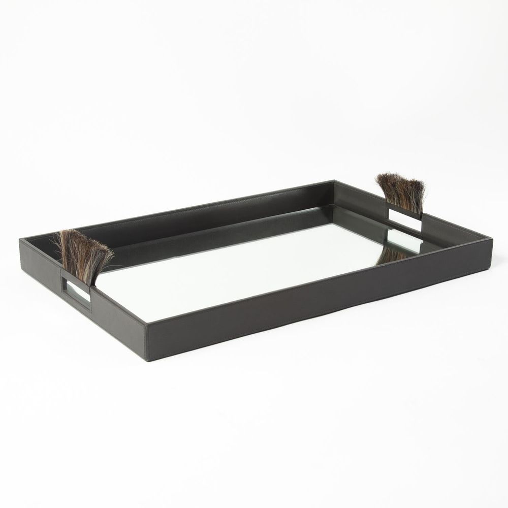 Serveware: Trays Harrington Tray-Graphite Leather
