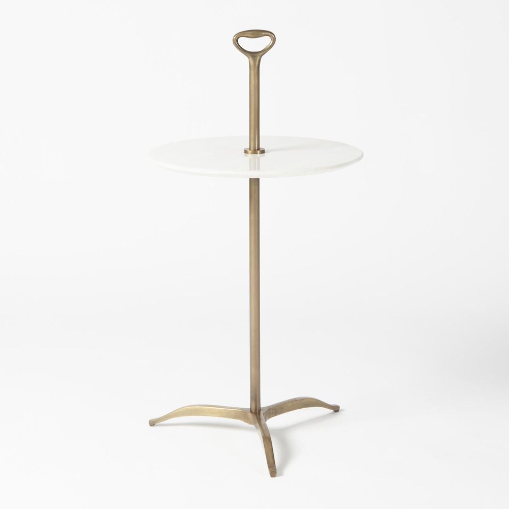 Side Tables Chloe Table - Light Antique Brass/White Marble