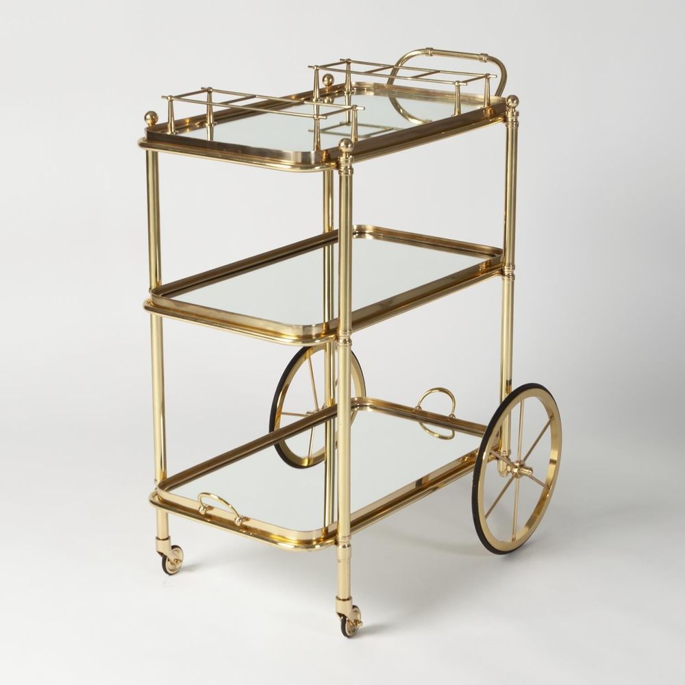 English Bar Cart and Tea Trolley-Brass