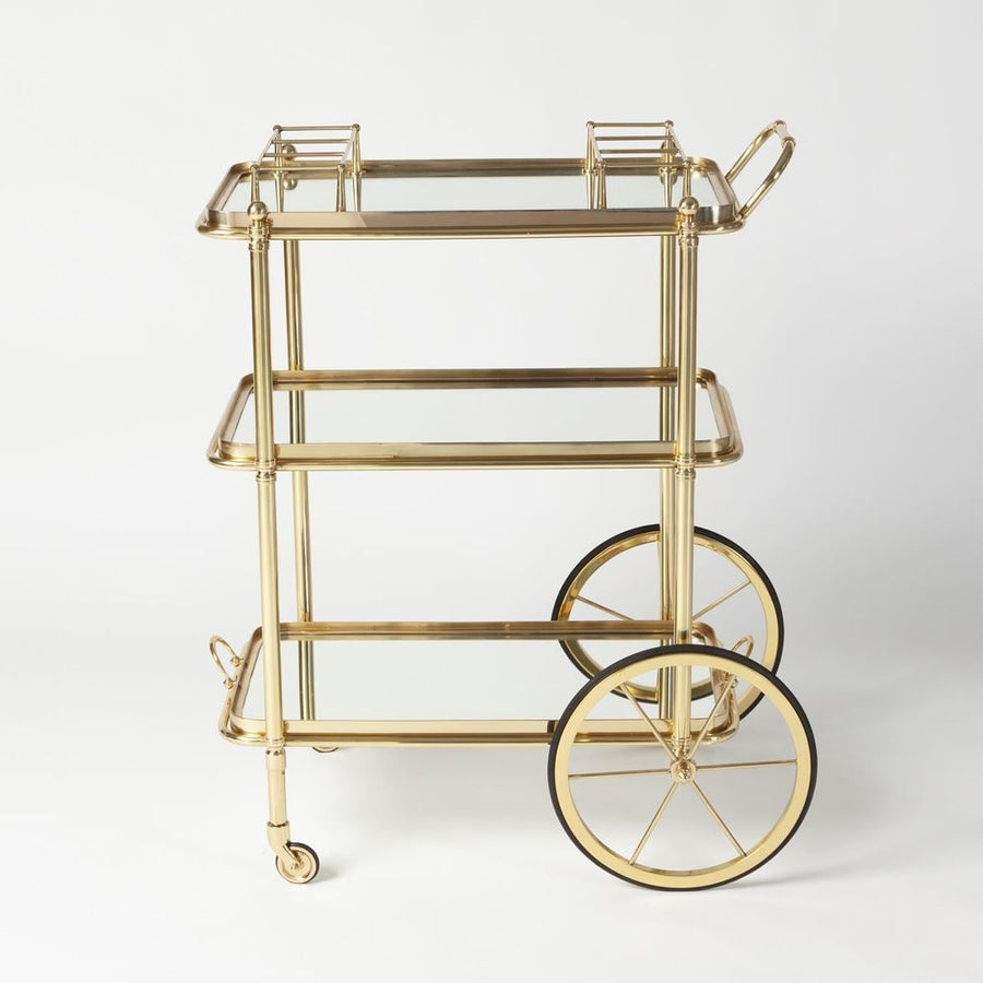 Bar Storage: Carts English Bar Cart and Tea Trolley-Brass