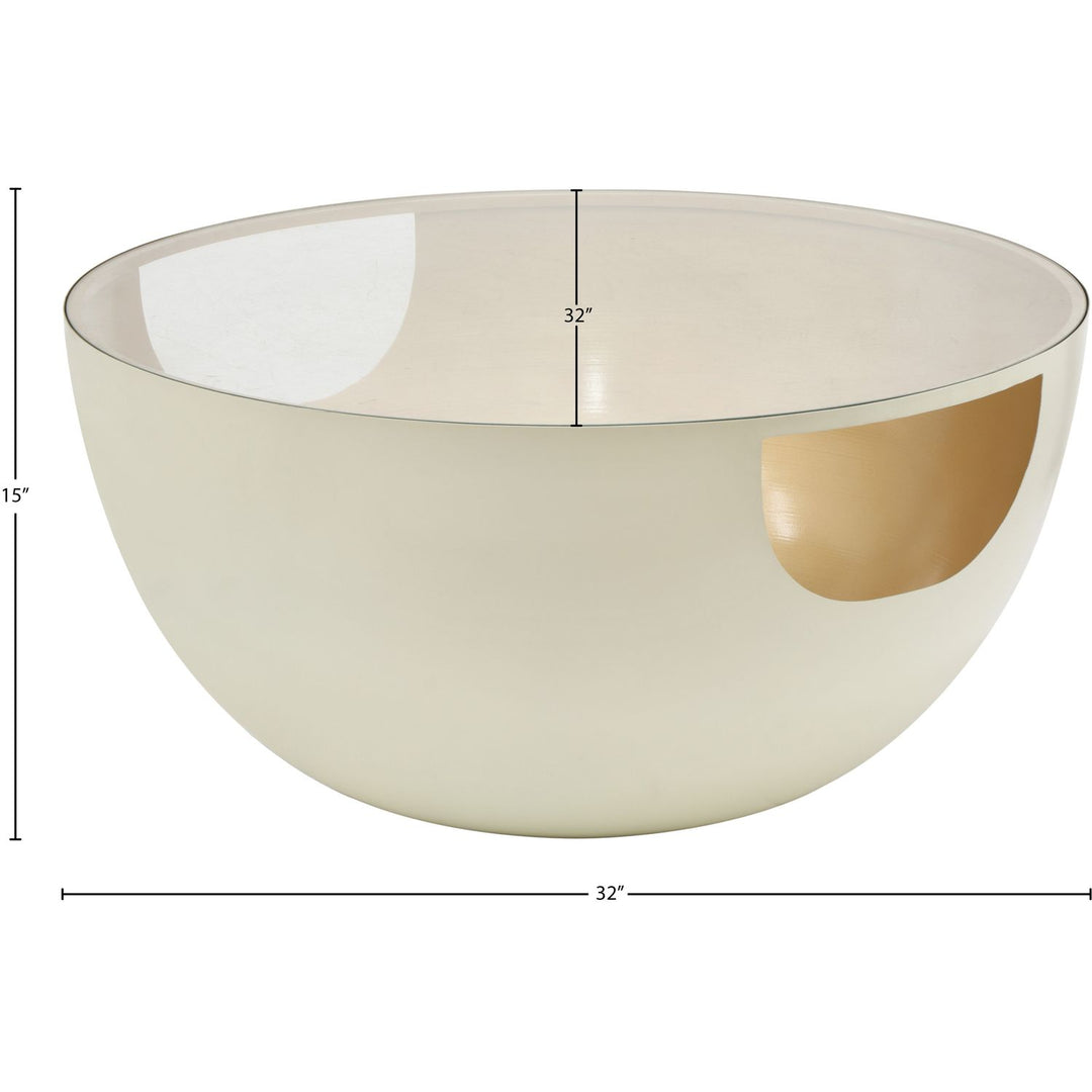 Doma Glass Top And Iron Base Coffee Table — Cream