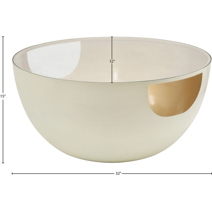 Doma Glass Top And Iron Base Coffee Table — Cream