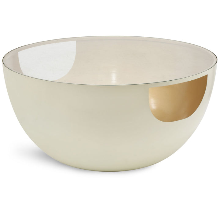 Doma Glass Top And Iron Base Coffee Table — Cream
