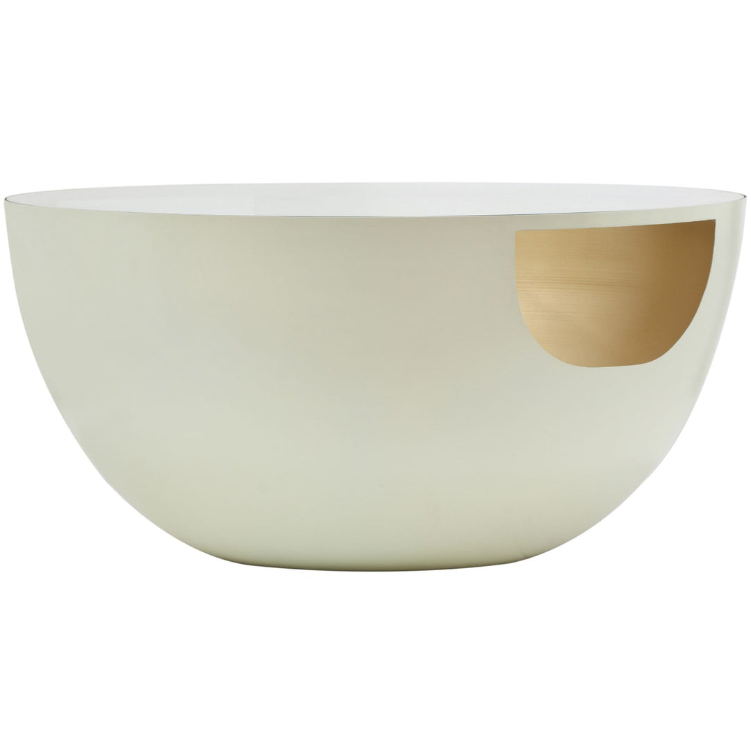 Doma Glass Top And Iron Base Coffee Table — Cream