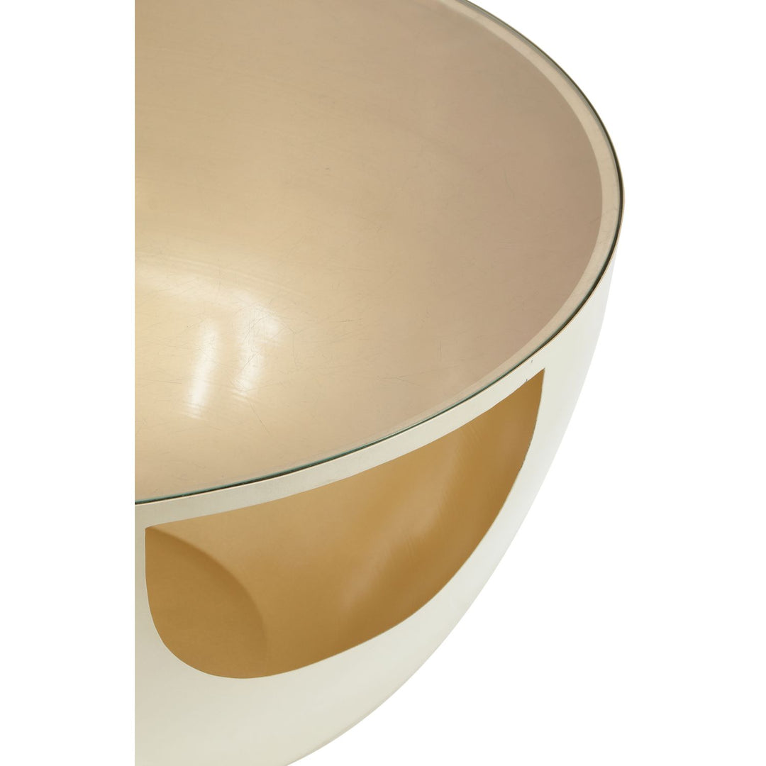 Doma Glass Top And Iron Base Coffee Table — Cream