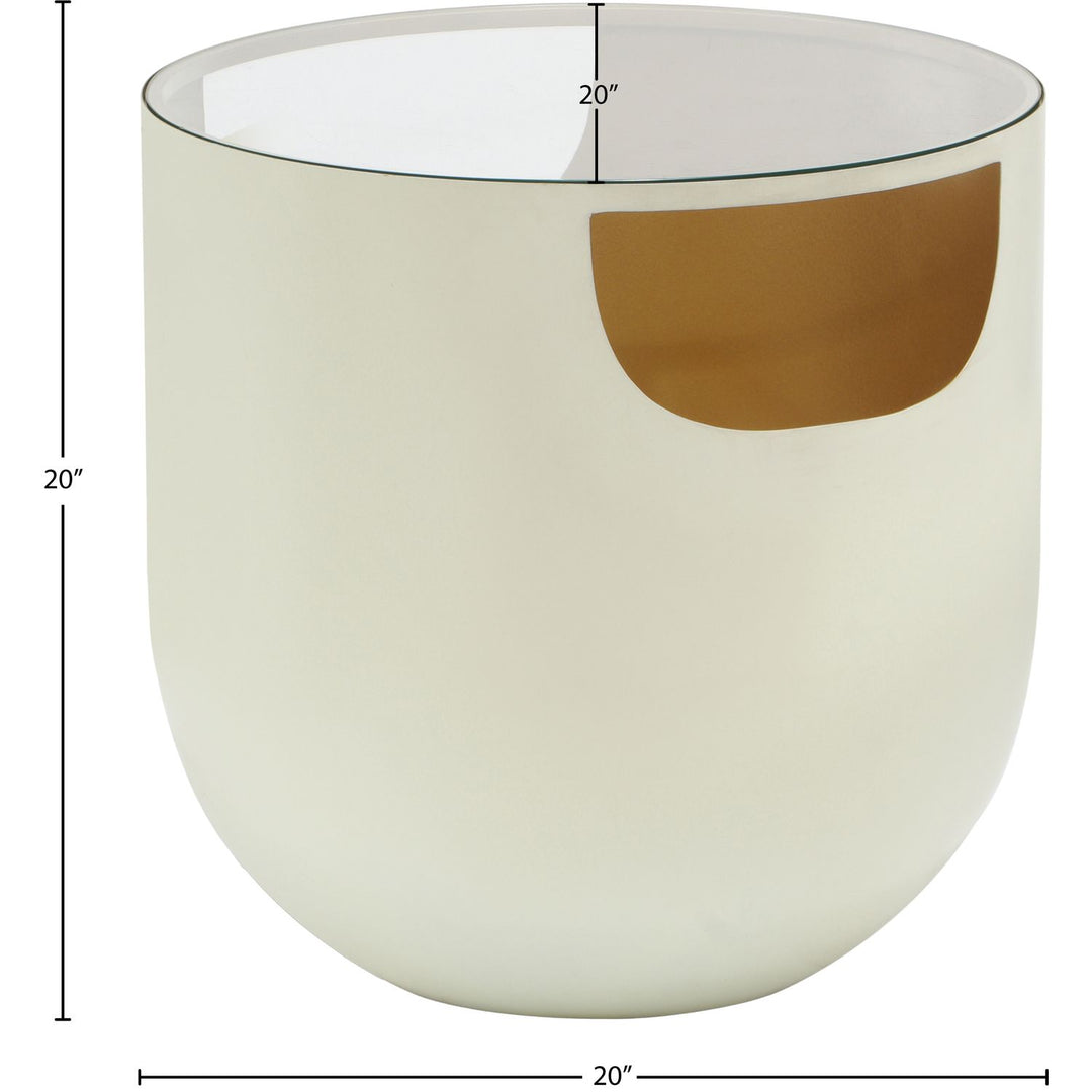 Doma Glass Top And Iron Base End / Side Table — Cream