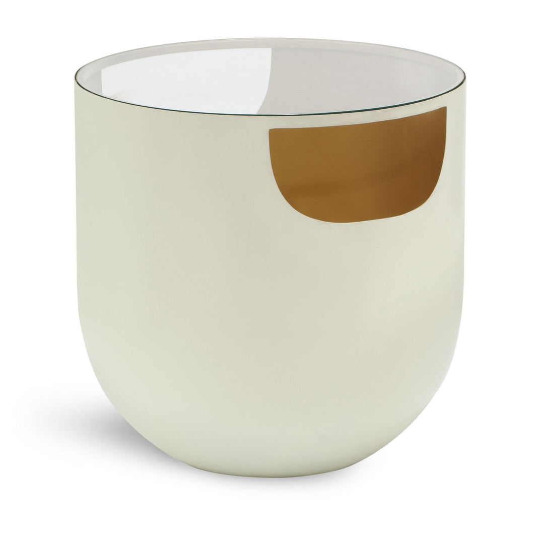 Doma Glass Top And Iron Base End / Side Table — Cream