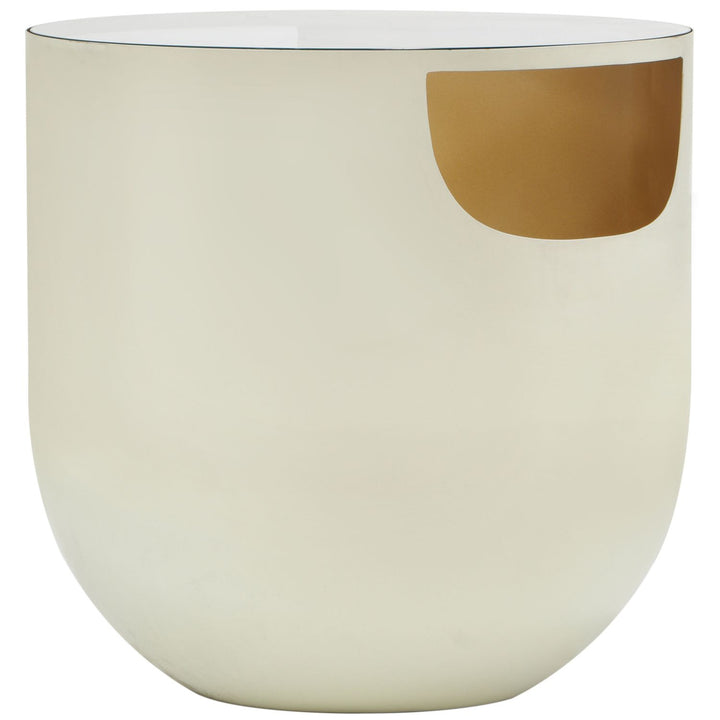 Doma Glass Top And Iron Base End / Side Table — Cream