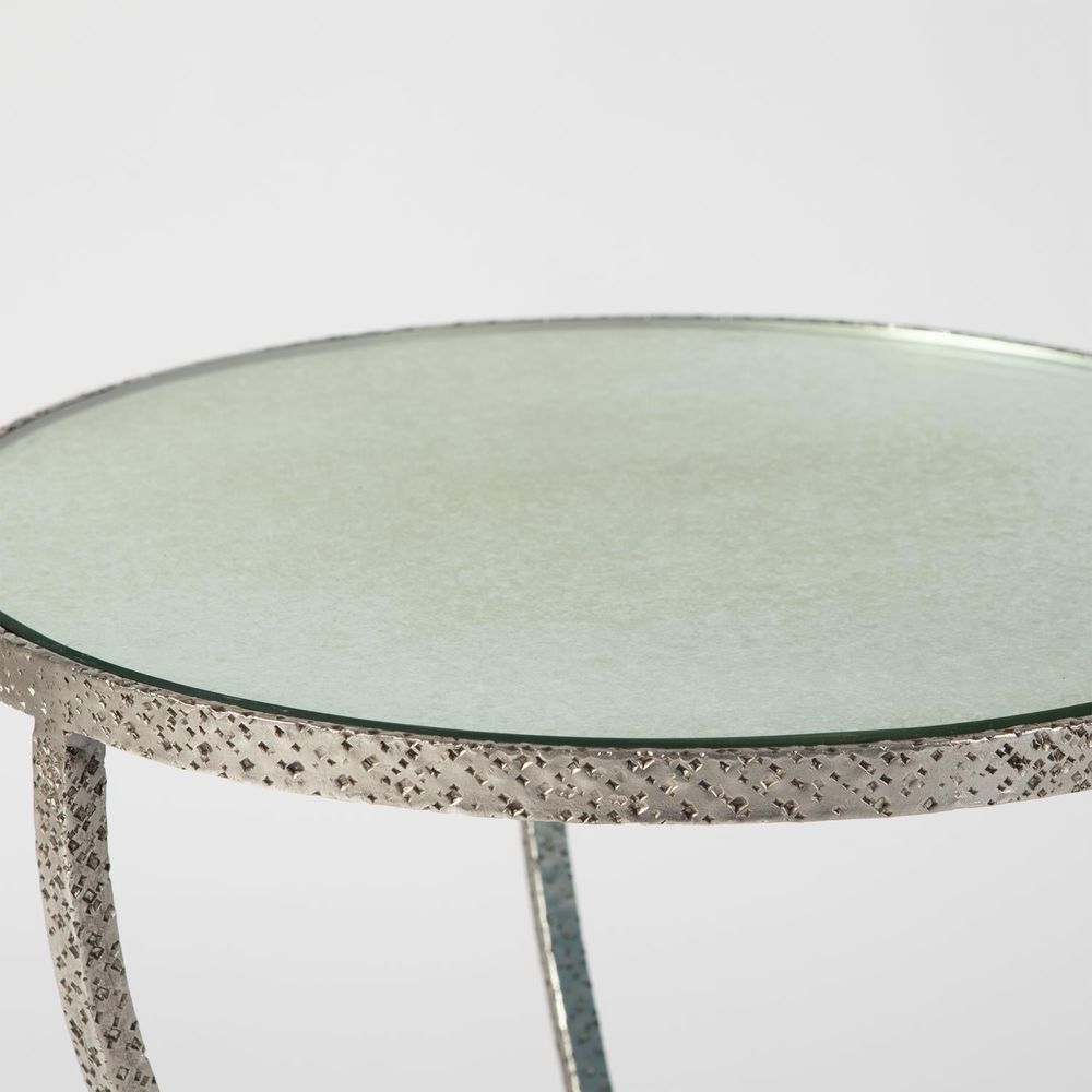 Side Tables Hammered Tripod Table-Nickel-Lg