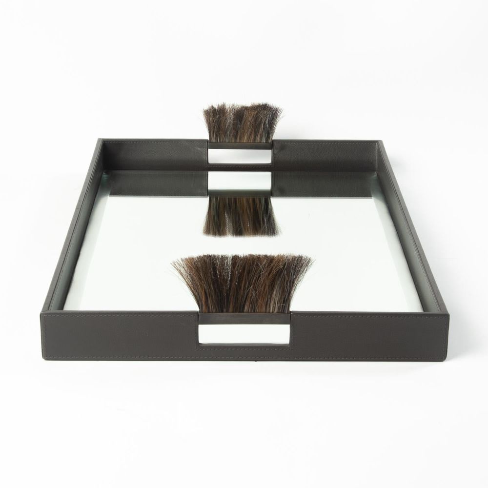 Serveware: Trays Harrington Tray-Graphite Leather
