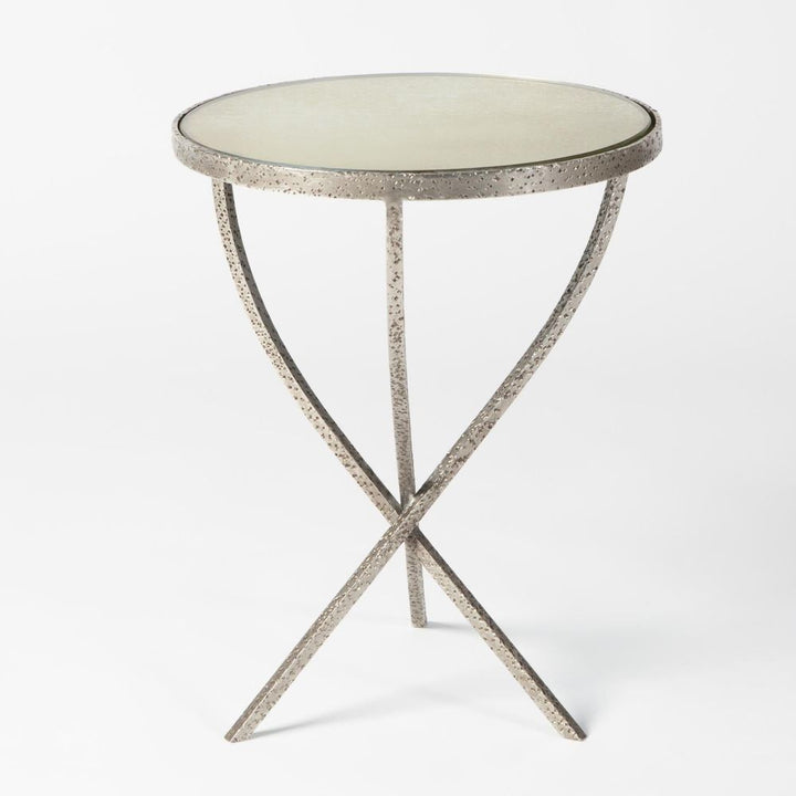 Side Tables Hammered Tripod Table-Nickel-Sm