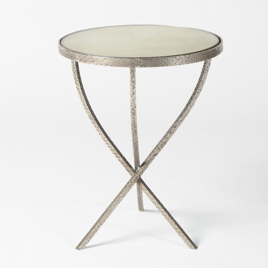 Side Tables Hammered Tripod Table-Nickel-Lg