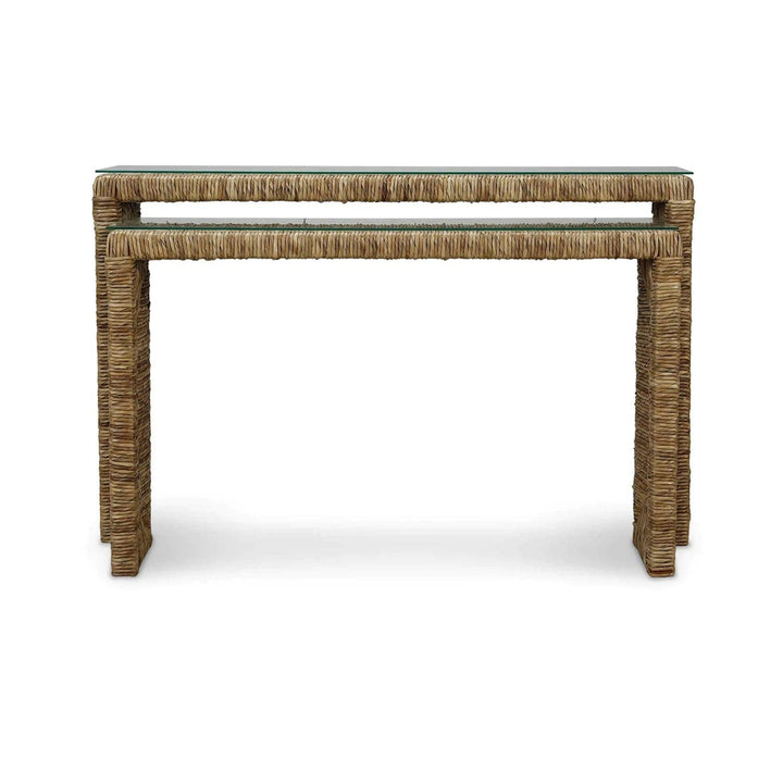 Tuscan Rush Nesting Console w/ Tempered Glass-Bramble-BRAM-28065--Console Tables-2-France and Son