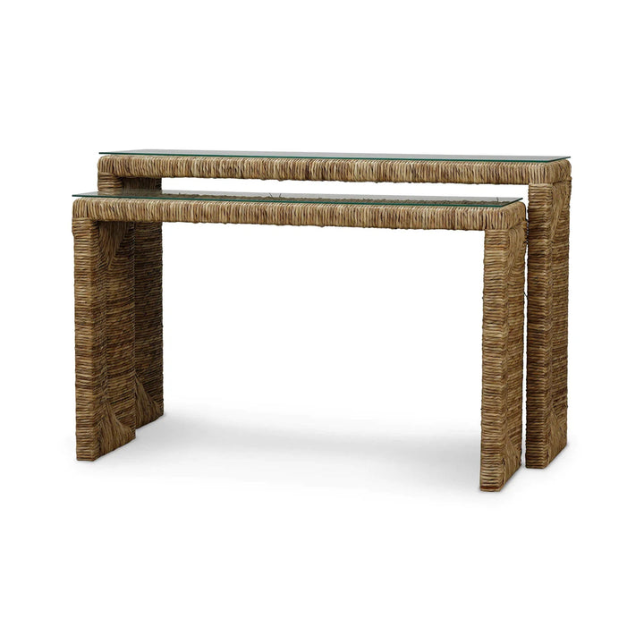 Tuscan Rush Nesting Console w/ Tempered Glass-Bramble-BRAM-28065--Console Tables-1-France and Son