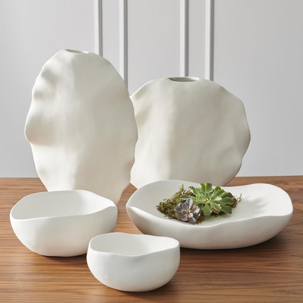 Kelp Vase-Matte White-Low