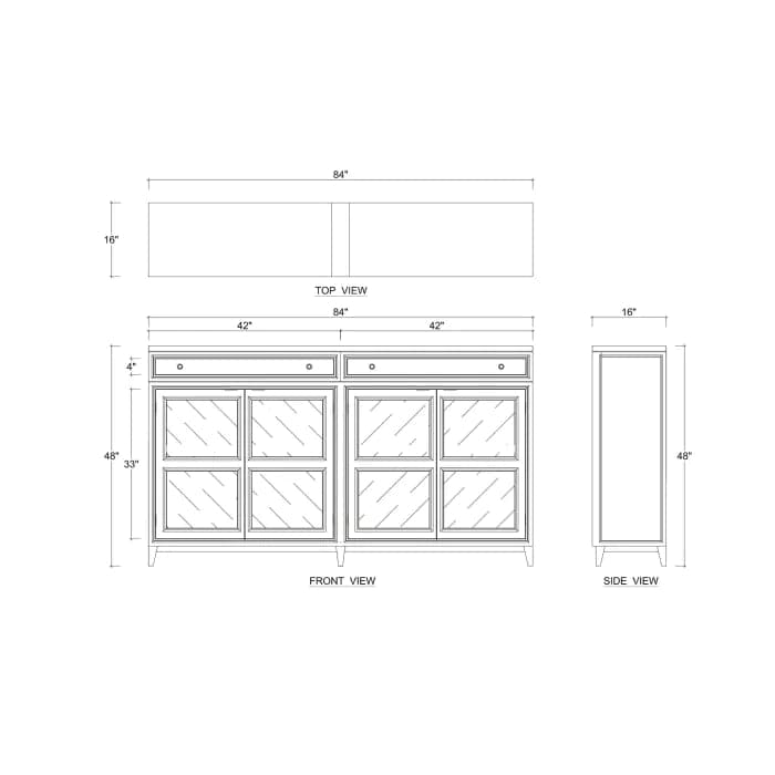 Paris Sideboard w/ 2 Drawers-Bramble-BRAM-28110WHD-STW-Sideboards & Credenzas-8-France and Son